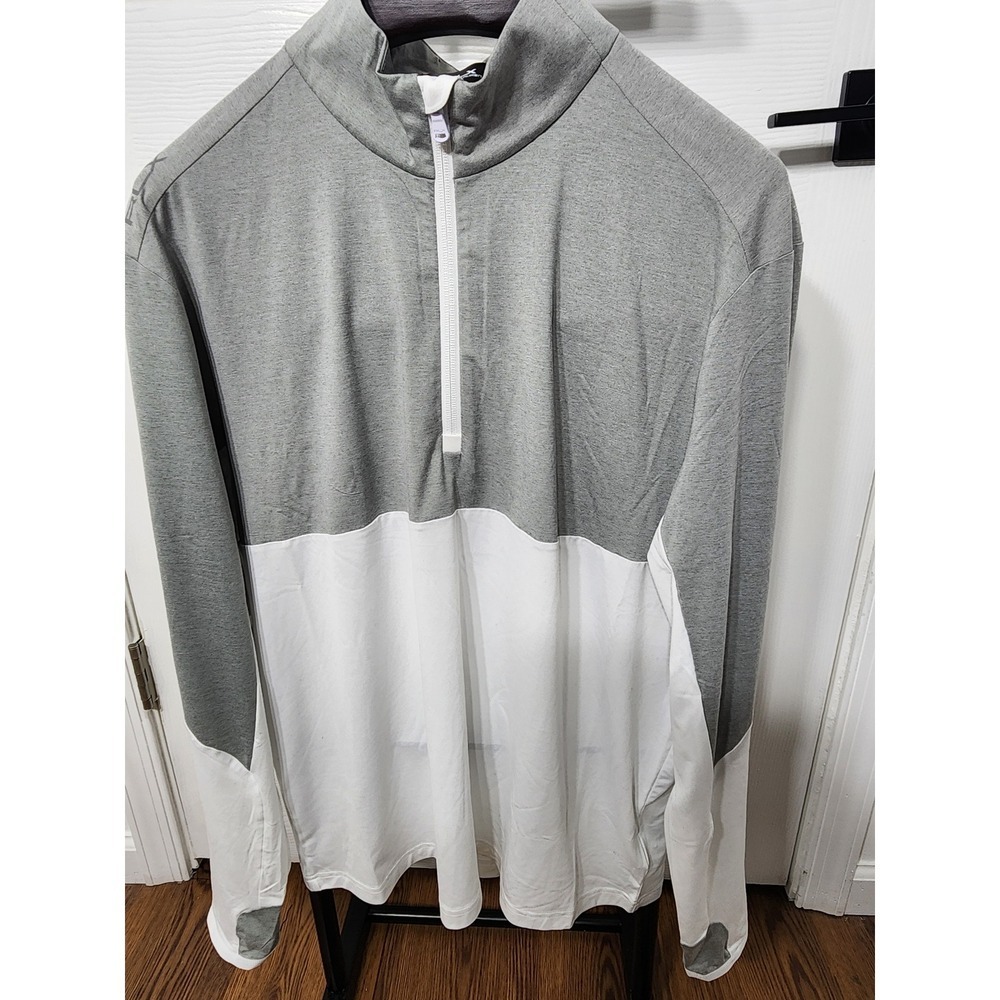 RLX Ralph Lauren Mens Grey White Colorblock Quarter Zip Pullover Golf Shirt NEW